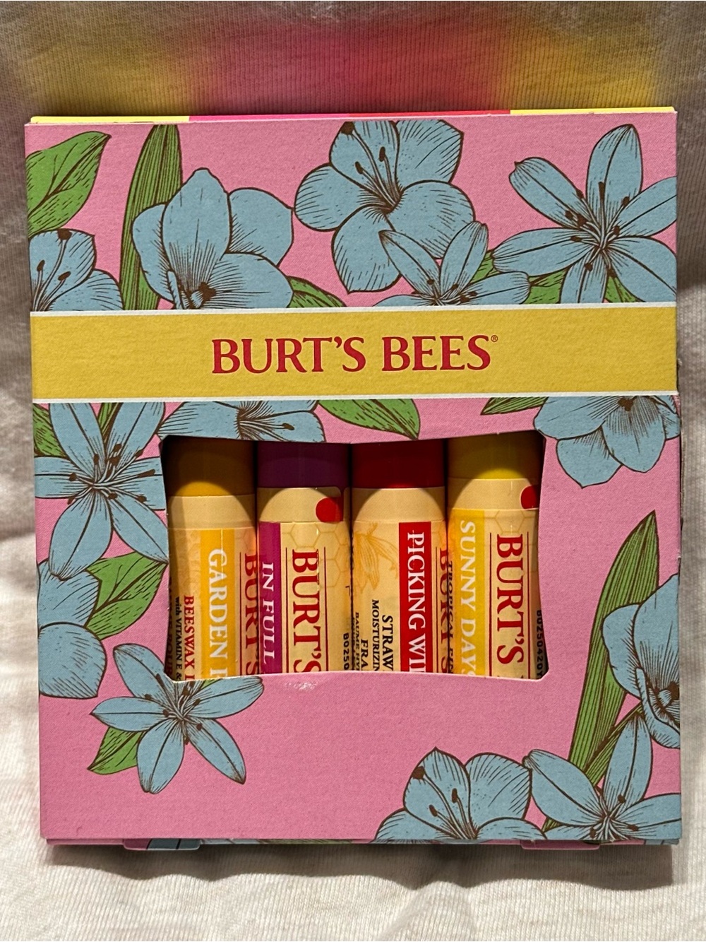 NIB Burt’s Bees Beeswax Bounty "In Full Bloom" 4-Pack Lip Balm Set